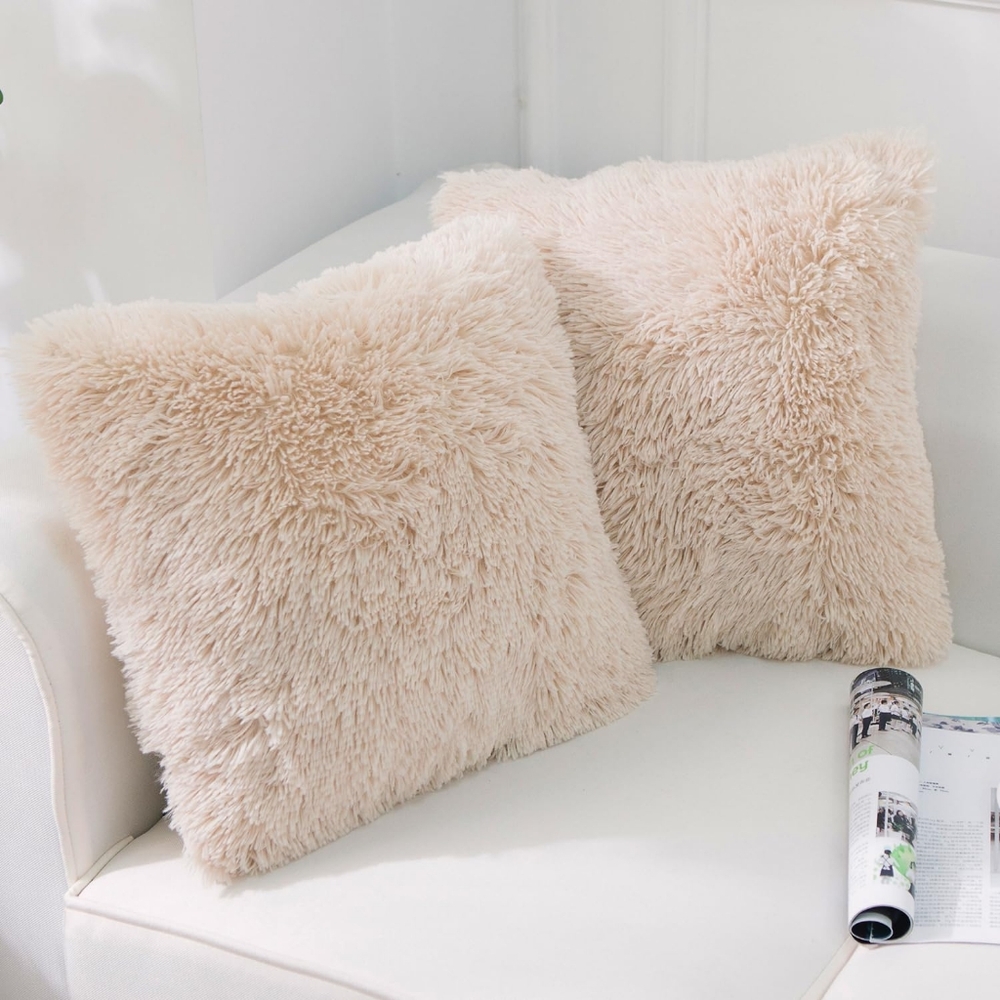 Soft Faux Fur Fleece Cushion Cover Pillowcase Decorative Throw Pillows Pack Of 2